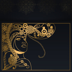 Graphic drawing with Indian motifs. Vector illustration