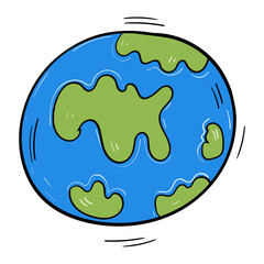 Earth globe isolated. World map Cartoon illustration.