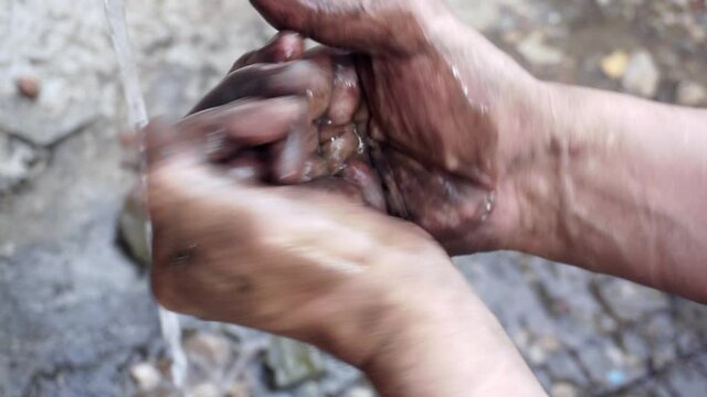 Washing dirty hands after auto work