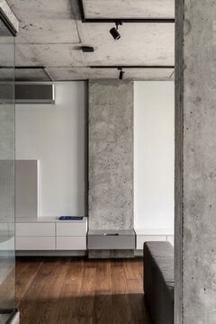 Interior in loft style with concrete elements