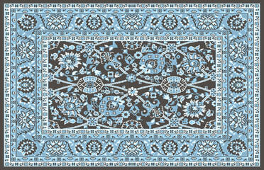 Carpet bathmat and Rug Boho style ethnic design pattern with distressed woven texture and effect
