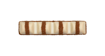 White Chocolate Bar with soft hazelnut filling isolated on white background.