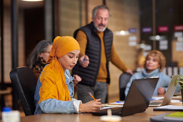 Muslim girl on business meeting