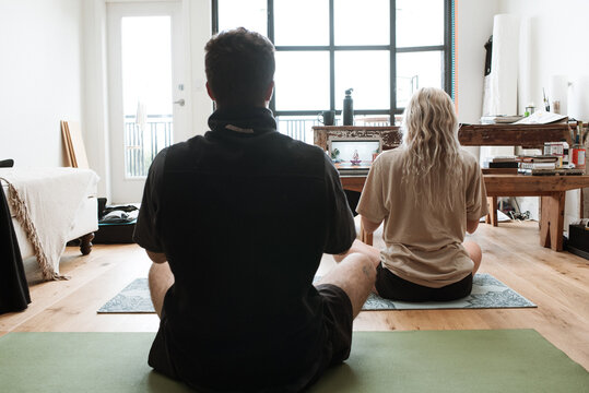 Yoga on a mat