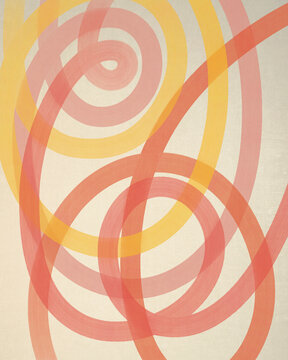 Abstract Spiral Lines In Shades Of Pink And Yellow