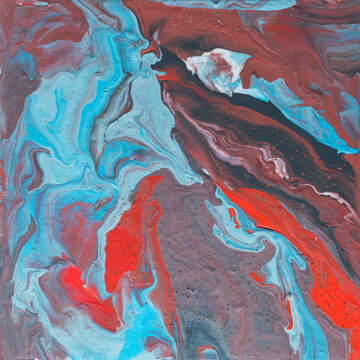 Fluid art - acrylic painting pattern - red blue colours
