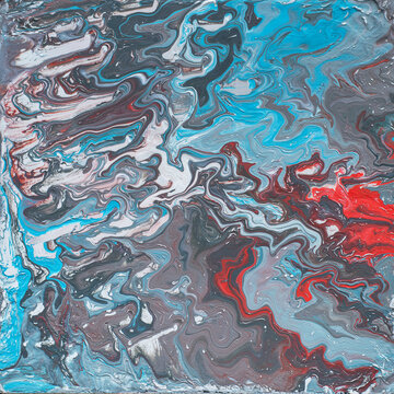Fluid art - acrylic painting pattern - red blue colours