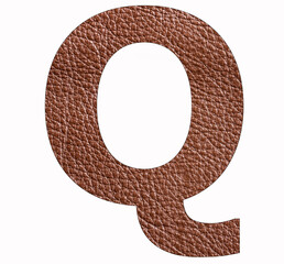 Alphabet letter Q - Brown leather texture background