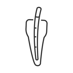 Gutta-percha linear icon. Endodontic pins in tooth. Root canal filling. Modern material. Thin line customizable illustration. Contour symbol. Vector isolated outline drawing. Editable stroke