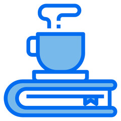 Hot coffee blue line icon