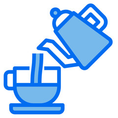 hot coffee blue line icon