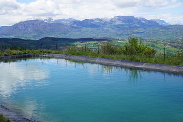 Fototapeta na wymiar lake reservoir in the mountains of the Alps, France