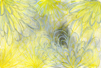 Yellow and grey abstract art 