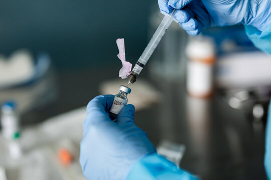 Close Up View of Vaccine Preparation