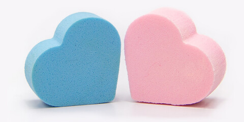 Valentine's day, baby, pink and blue hearts isolated on white background.