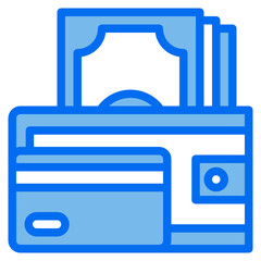 wallet blue line icon