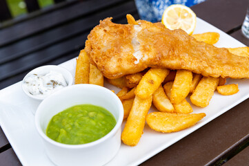 Fish and Chips with peas