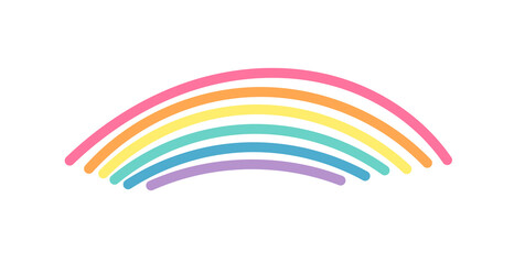 Vector Doodle Illustration Rainbow. Cartoon Pride Colorful Drawing. Hand Drawn LGBTQ Flag Support Ribbon