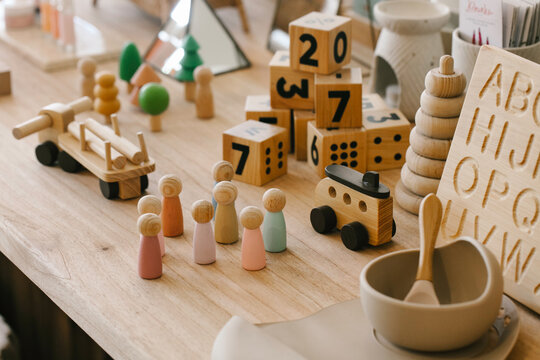 Wooden Toys on Display in Store