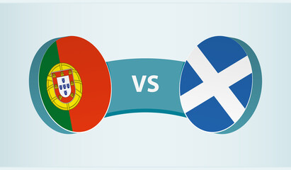 Portugal versus Scotland, team sports competition concept.