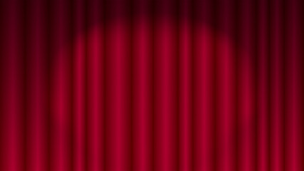 Red theater curtain. Burgundy curtain with footlight lighting. Vector illustration.
