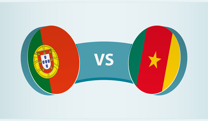 Portugal versus Cameroon, team sports competition concept.