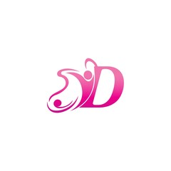 Letter D butterfly and success human icon logo design illustration