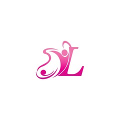 Letter L butterfly and success human icon logo design illustration