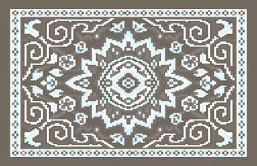 Carpet bathmat and Rug Boho style ethnic design pattern with distressed woven texture and effect
