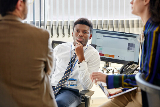 Co-worker businessmen talking 