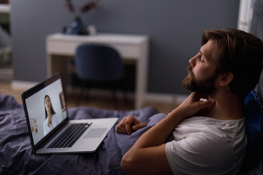 Man having consultation remotely 