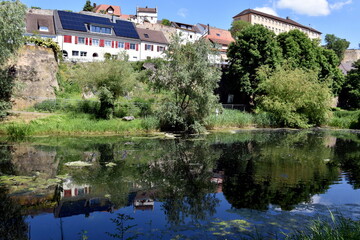 Fototapeta na wymiar Häuser am Wasser in Breisach