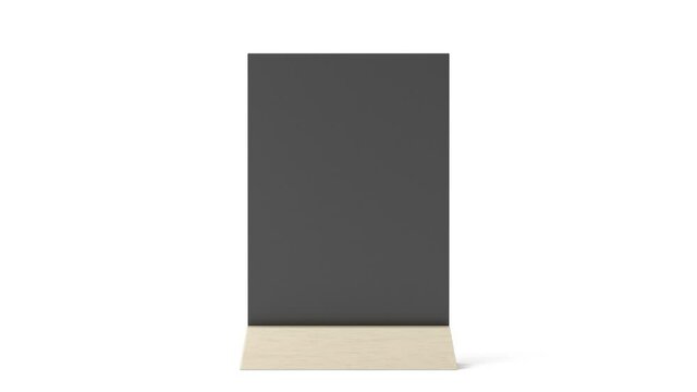 Empty wooden menu holder on white background