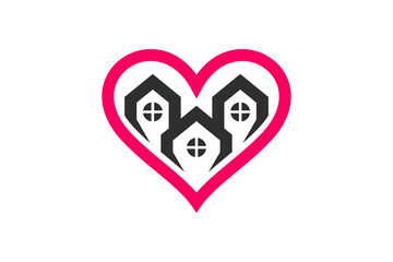Simple Vector Logo Design Combination Home and Love with style flat Minimalist