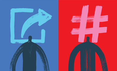 Two Influencers, Digital Marketing Social Media Concept