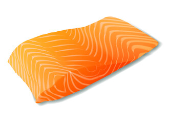 Salmon fish fillet realistic vector illustration isolated on white background