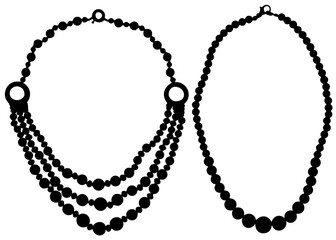 Womens necklace and beads in a set. Vector image.