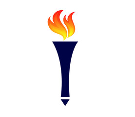 torch logo Blue illustration abstract vector design with White Background
