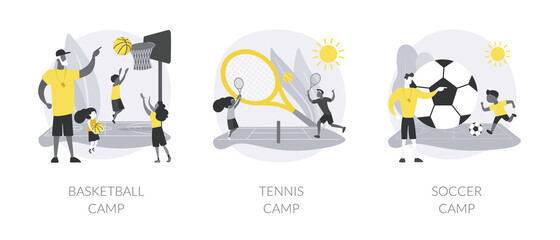 Summer sport camp abstract concept vector illustrations.