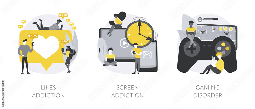 Aufkleber digital overload abstract concept vector illustrations.