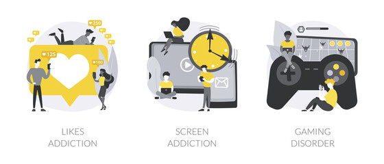 Digital overload abstract concept vector illustrations.