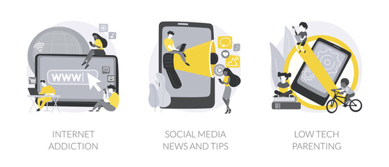 Living online abstract concept vector illustrations.