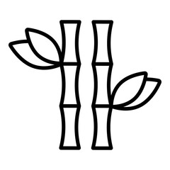 Bamboo stem with leaves line icon, vector illustration