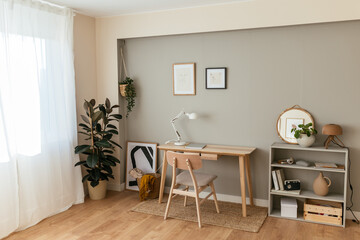 Interior of modern workplace at home