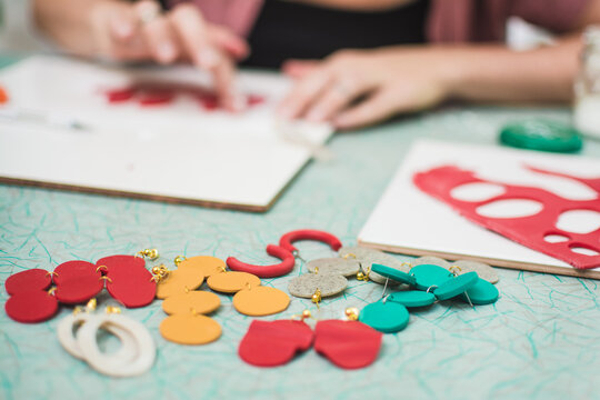 Handcraft clay earrings making