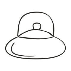Doodle icon with black sugar bowl outline. Hand drawn vector illustration.