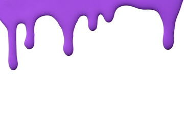 Blot of purple enamel nail polish dripping isolated on white background