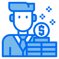 business man blue line icon