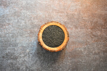 Raw whole dried black sesame seeds
