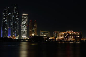 Abu Dhabi city skyline at night 